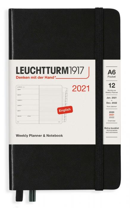 Kalender 2021 Leuchtturm1917 A6 vecka/uppslag black