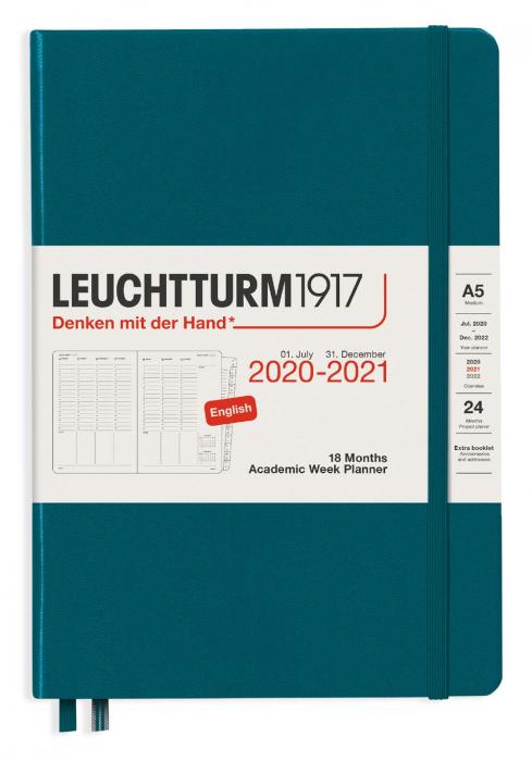 Leuchtturm1917 Kalender 2020-21 Leuchtturm1917 A5 v/u Pacific Green - Kalenderkungen.se