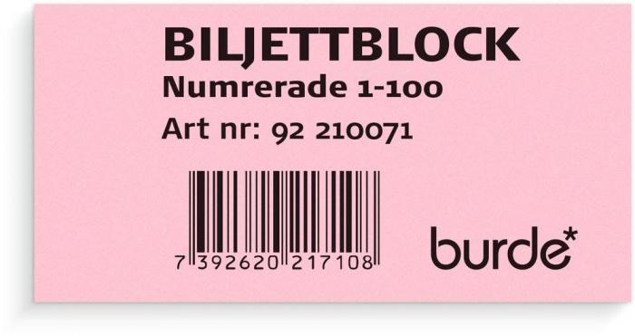 Biljettblock rosa