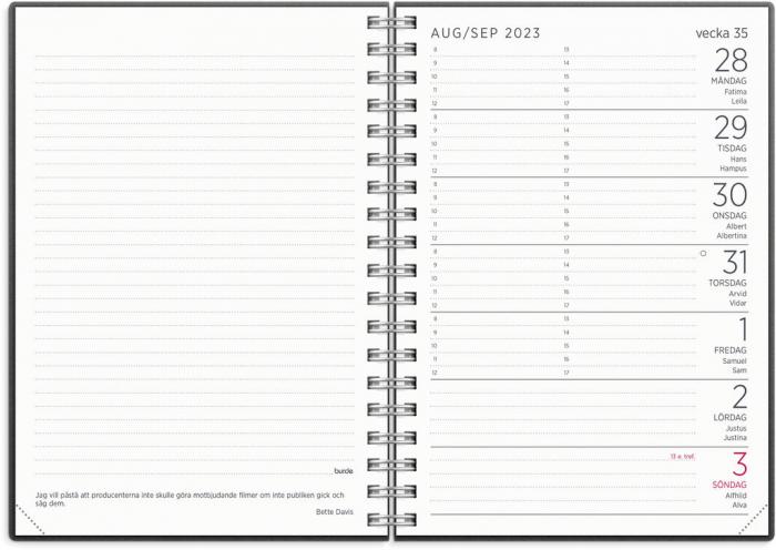 Liten Veckokalender svart miljökartong 2023
