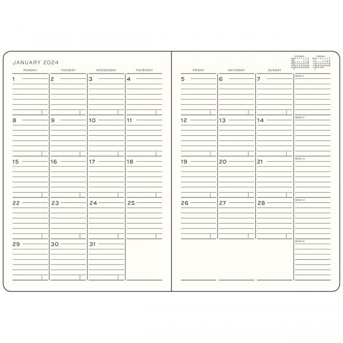 Leuchtturm1917 B5 Soft Mnad/Uppslag 16m Black 2024
