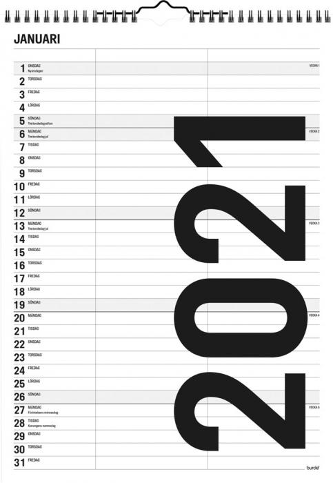 Familjekalender Black and White 2021