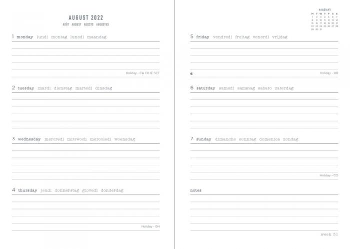 Kalender Letts Memo A5 svart studieåret 2022-2023
