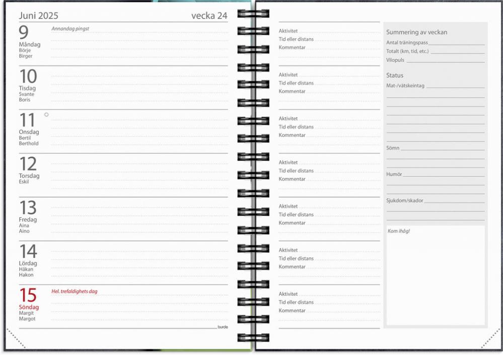 Kalender 2025 Träningskalendern A6