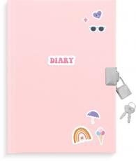 Dagbok med lås rosa