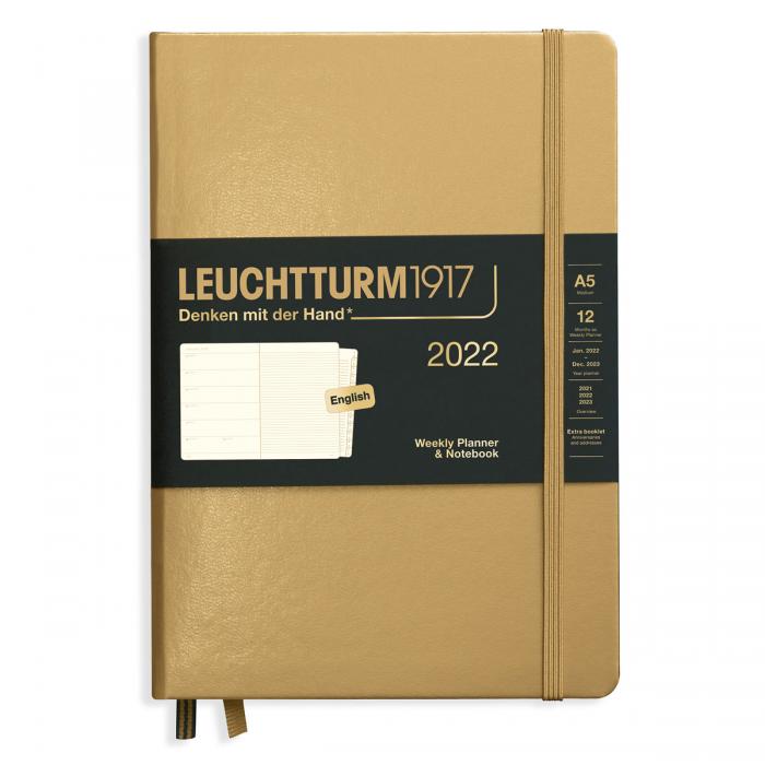 Kalender 2021 Leuchtturm1917 A5 vecka/notesuppslag Gold 2022