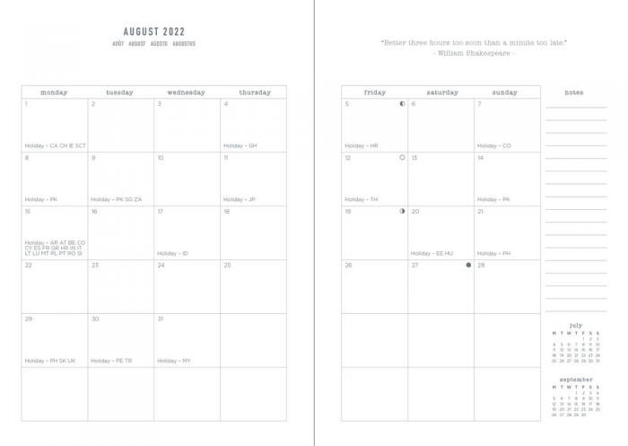 Kalender Letts Memo A5 svart studieåret 2022-2023