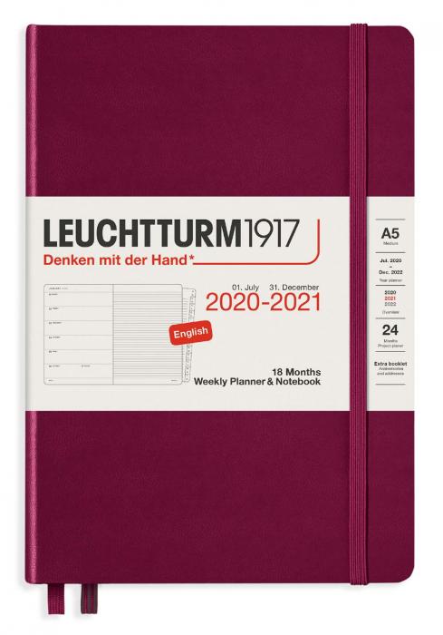 Leuchtturm1917 Kalender 2020-21 Leuchtturm1917 A5 vecka/notes Port red - Kalenderkungen.se
