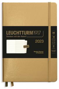 Kalender 2023 Leuchtturm1917 A5 vecka/notesuppslag Guld