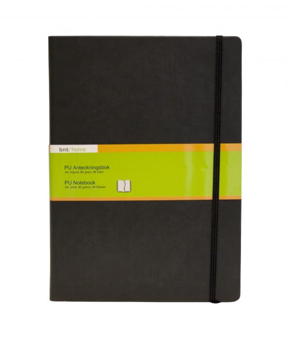 PU Notebook A4 linjerad Svart