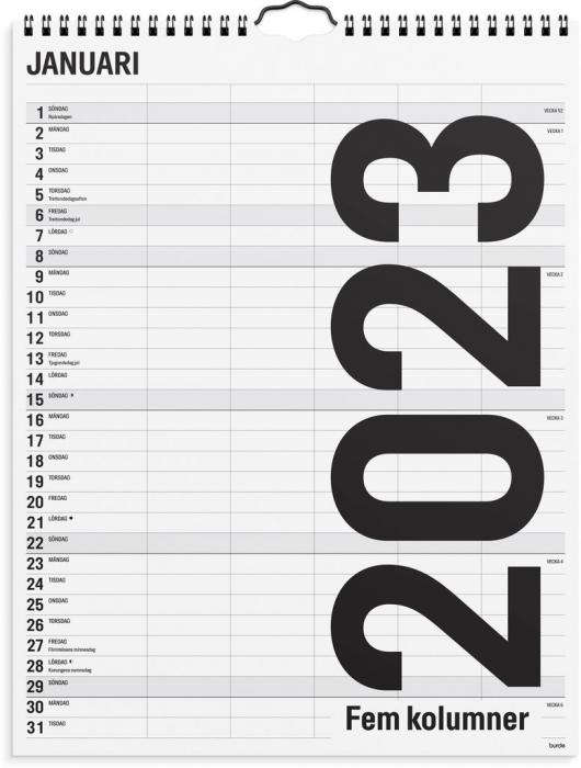 Familjekalender Black and White 2023