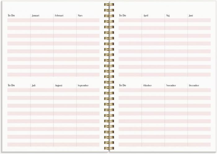 Life Planner Pink A5 rosa konstlder Tora med slejf 2024