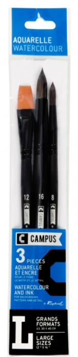 Syntetpenselset Campus 3 watercolour brushes L
