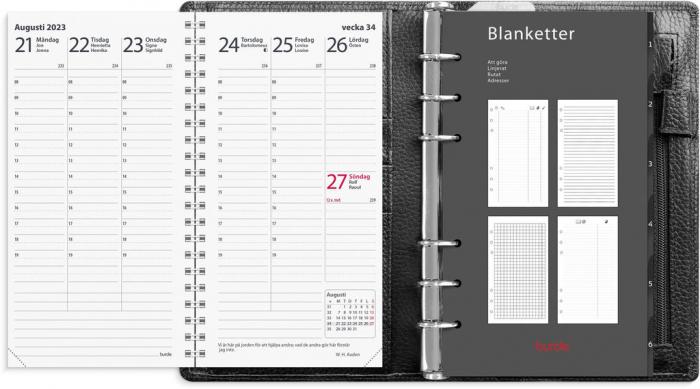 Planner Systemkalender svart skinn 2023