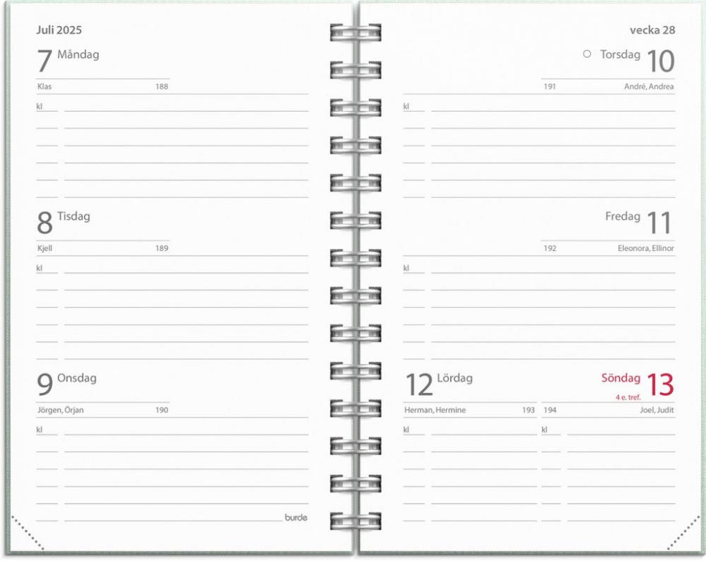 Kalender Compact Textile grön 20242025
