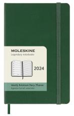 Moleskine Weekly Notebook Myrtle Green hard pocket 2024 