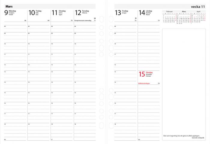 Business Systemkalender svart konstläder 2021