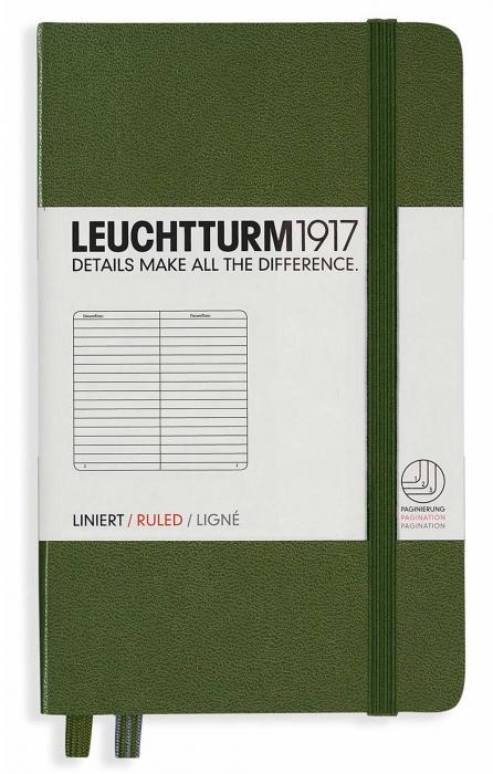 Leuchtturm A6 hard 185s Army linjerad