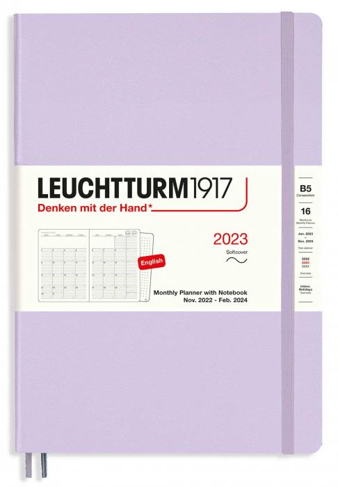 Leuchtturm1917 Leuchtturm1917 B5 Soft Mnad/Uppslag 16m Lilac 2023 - Kalenderkungen.se