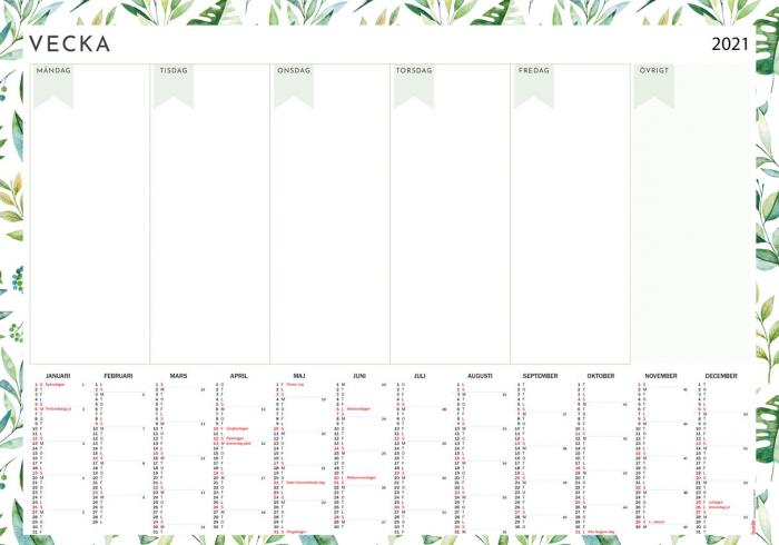 Burde Publishing AB Veckoplan Whiteboard 2021 - Kalenderkungen.se