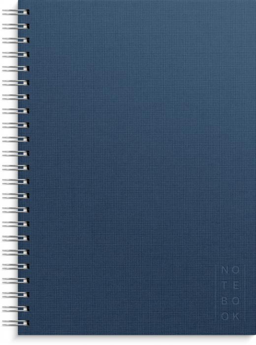 Notebook Textile dark blue lined A4 spiralbunden