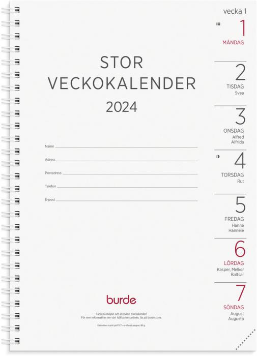 Stor veckokalender refill 2024