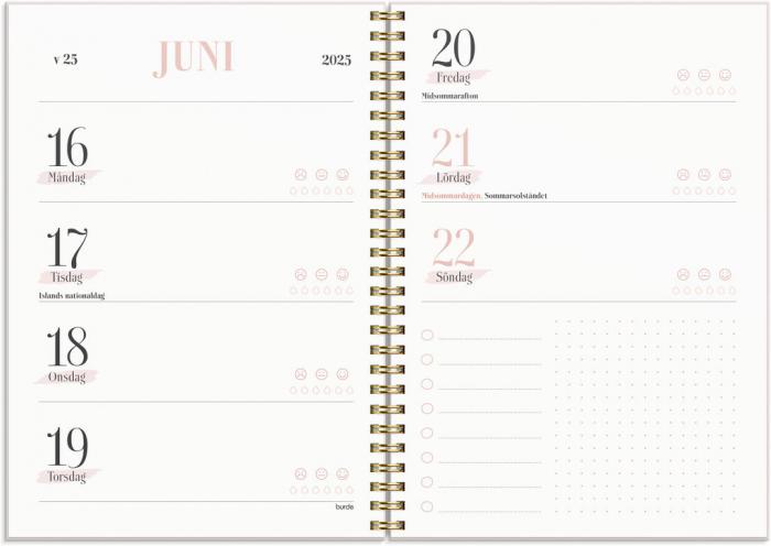 Kalender 2025 Life Planner Pink horisontell