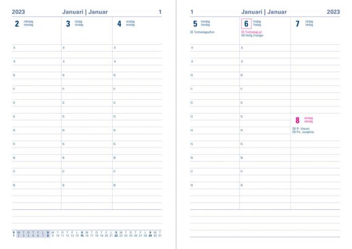 Kalender Letts Executive A5 V/U svart 2023