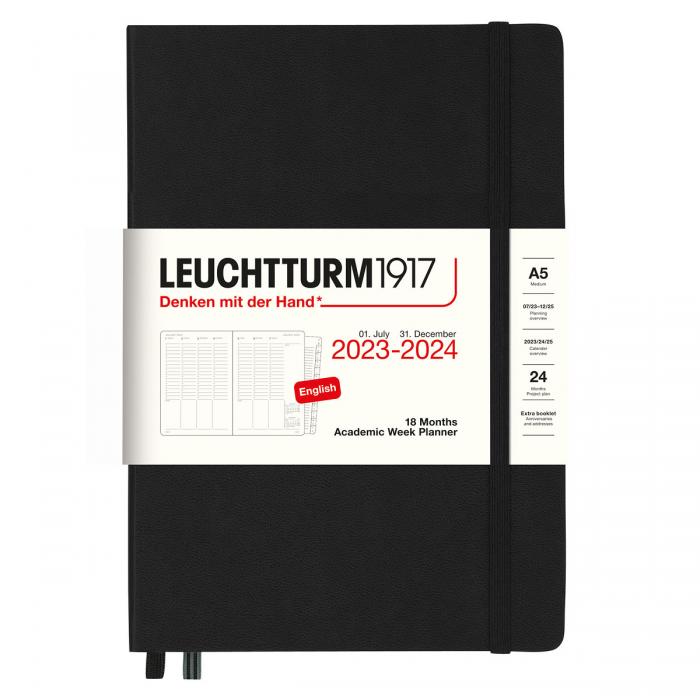 Kalender 2023-24 Leuchtturm1917 A5 vecka/uppslag Black