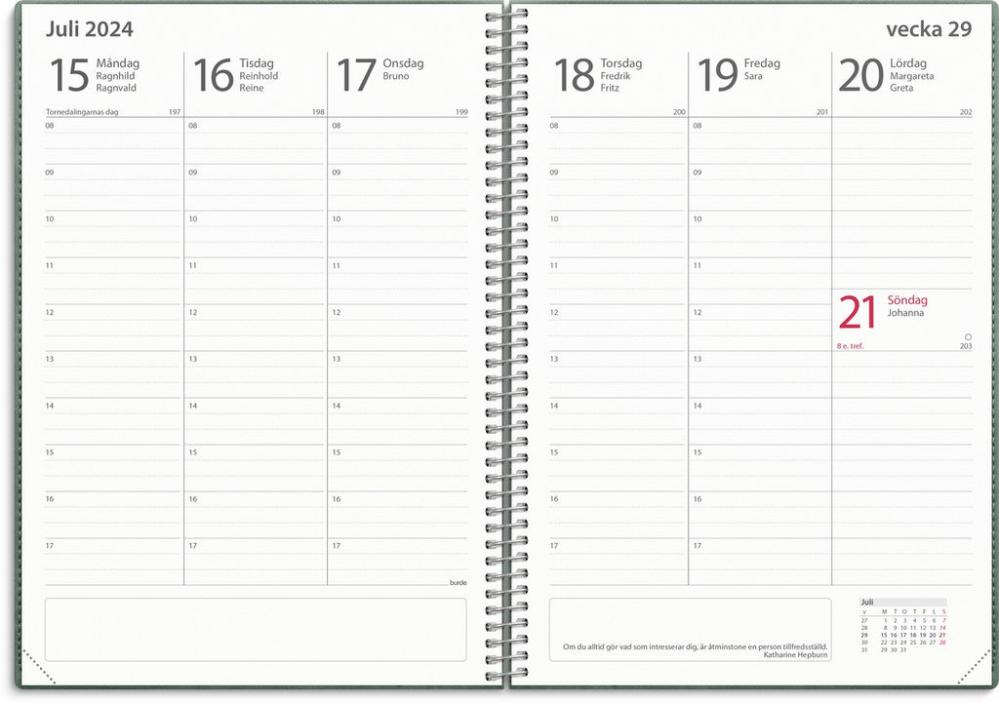 Kalender Study A5 Twist grön 20242025