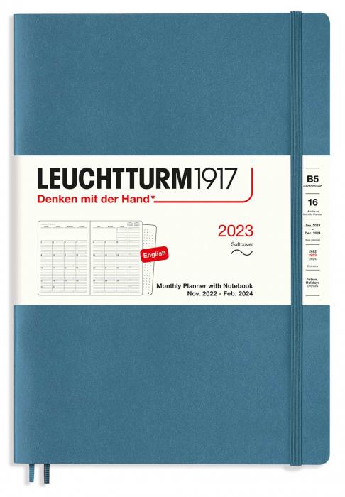 Leuchtturm1917 Leuchtturm1917 B5 Soft Mnad/Uppslag 16m Stone Blue 2023 - Kalenderkungen.se