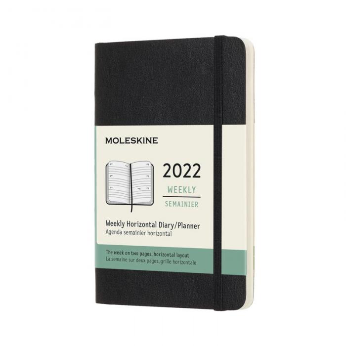 Moleskine Horizontal Weekly Black soft pocket 2022