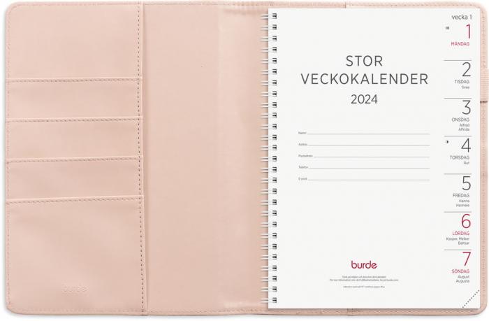 Stor Veckokalender rosa konstlder Melfi 2024 med slejf