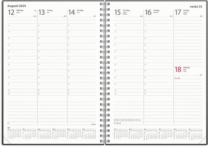 Weekly A5 svart skinn 2024