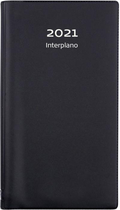 Fickkalender Interplano svart plast 2021