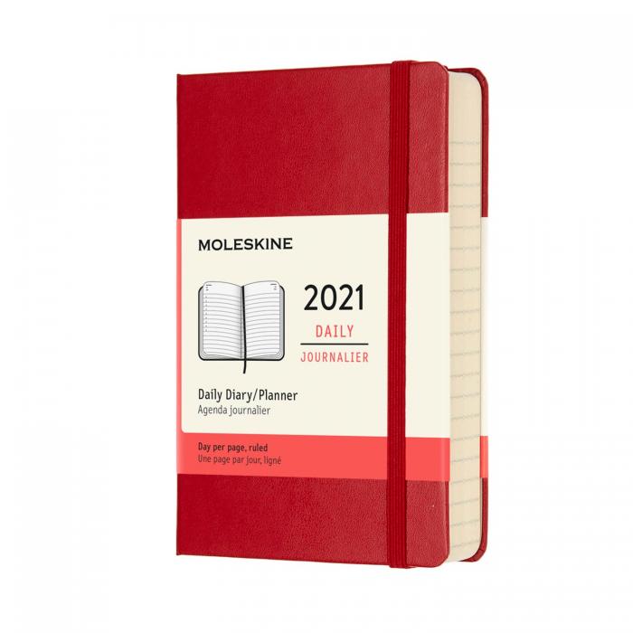 Moleskine Moleskine Daily Red Hard Pocket 2021 - Kalenderkungen.se