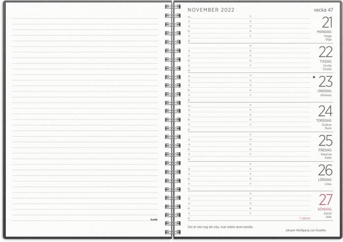 Stor Veckokalender svart miljkartong 2022