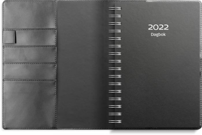 Dagbok svart konstldermed slejf 2022