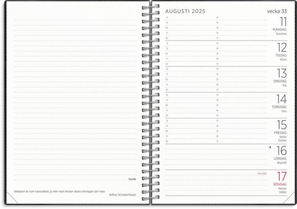 Liten Veckokalender Twist svart 2025
