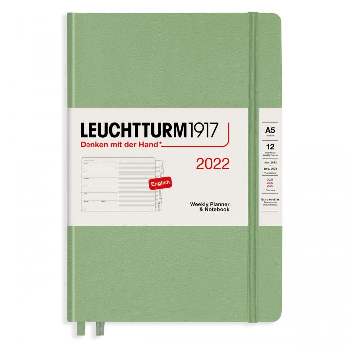 Kalender 2021 Leuchtturm1917 A5 vecka/notesuppslag Sage 2022
