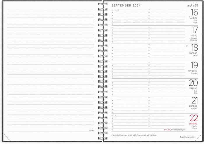 Stor Veckokalender, beige konstlder Alba med slejf