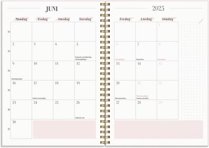 Kalender 2025 Life Planner Pink horisontell