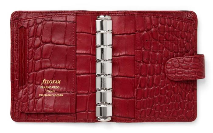 Filofax Classic Croc Pocket Cherry