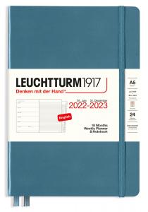 Kalender 2022-23 Leuchtturm1917 A5 vecka/notesuppslag Stone blue