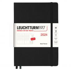 Leuchtturm1917 A5 Vecka/Uppslag Black 2024