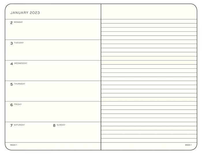 Kalender Leuchtturm1917 B6 Soft vecka/notes Black 2023