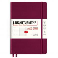 Kalender 2023-24 Leuchtturm1917 A5 vecka/notesuppslag Port Red