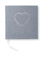 Olinjerad Blank Book Heart Denim