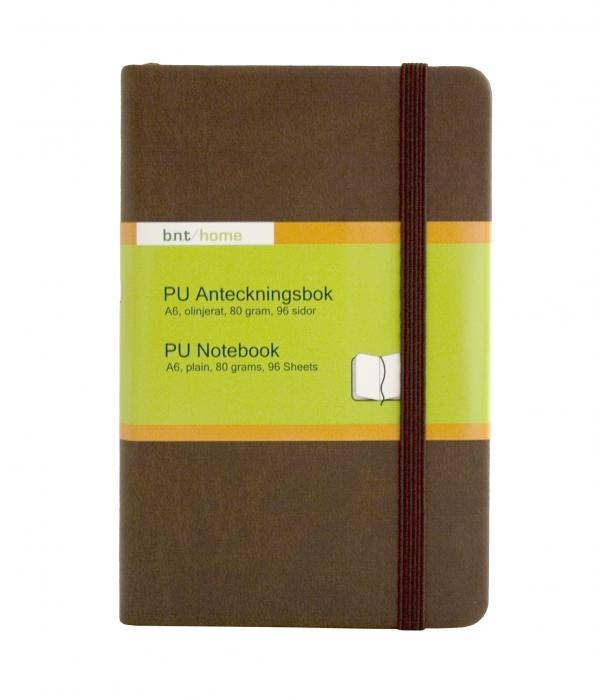 PU Notebook A6 olinjerad Brun