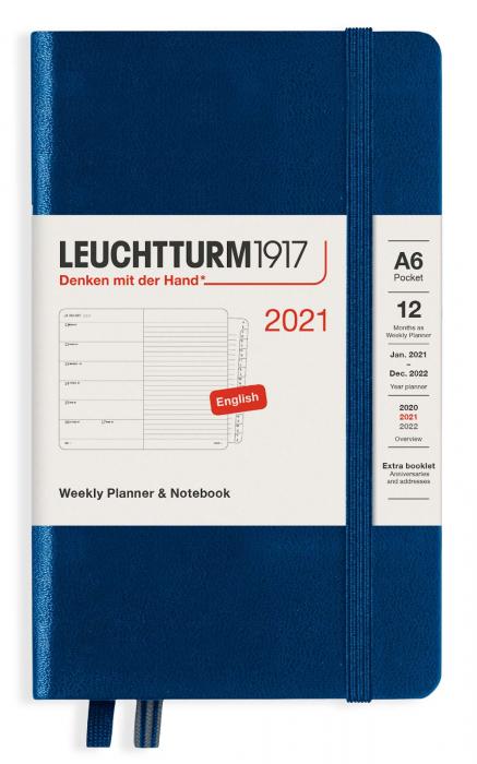 Kalender 2021 Leuchtturm1917 A6 vecka/uppslag Navy